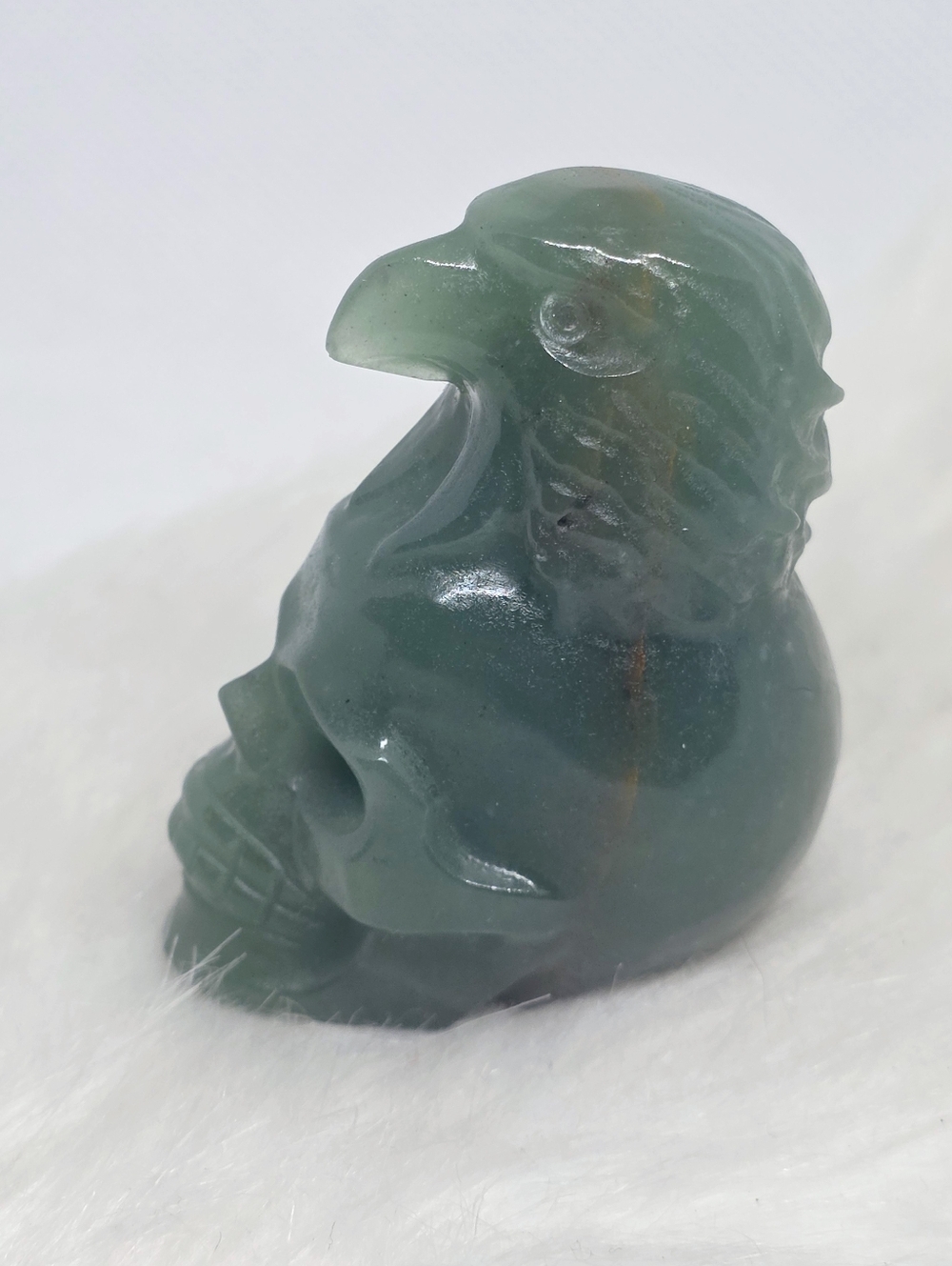 Green Aventurine Eagle Skull Carving Crystal Decor Collectible